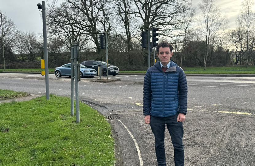 Sam Joynson opposite the proposed site for the Velmore Farm development